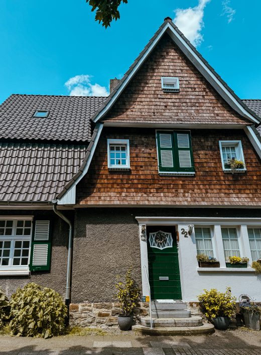 Das Foto zeigt die Gartenstadt Margarethenhöhe in Essen